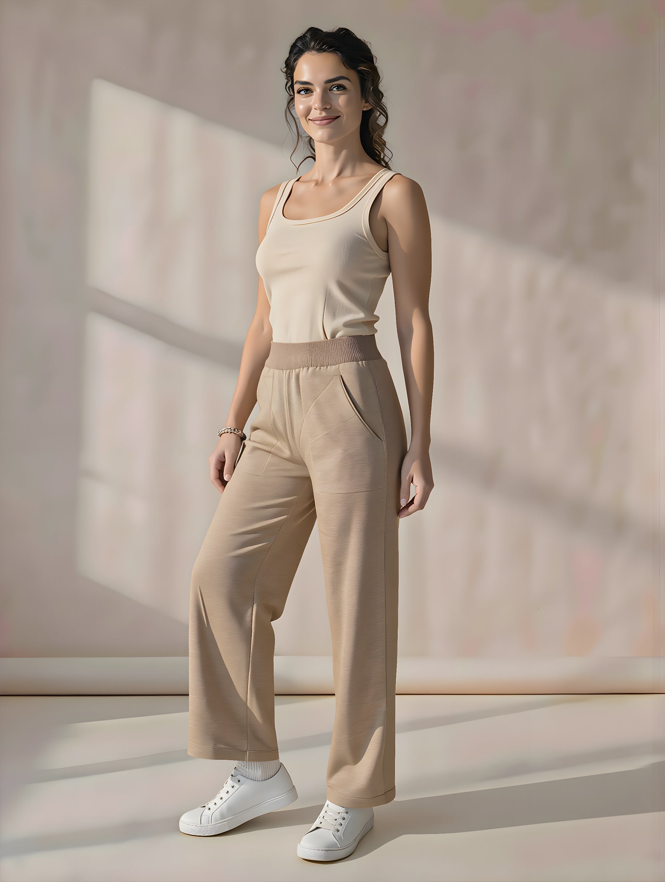 #color_Khaki Pantalone Incastri vista laterale